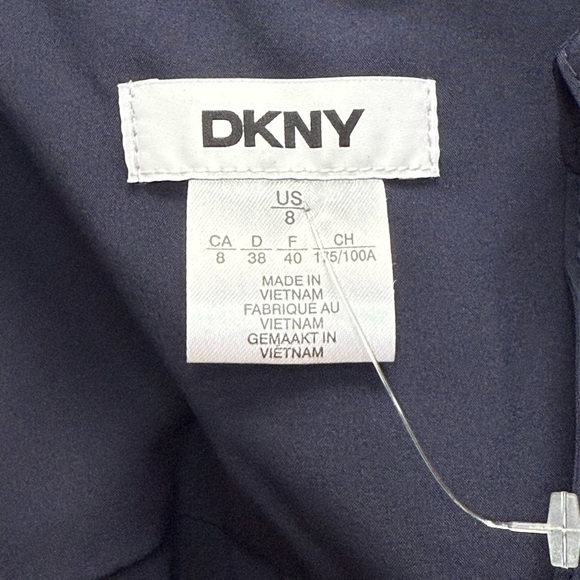 DKNY Women’s Elegant Navy Blue Button Down Midi Dress SZ 8 Belted Short Sleeve - Picture 6 of 9